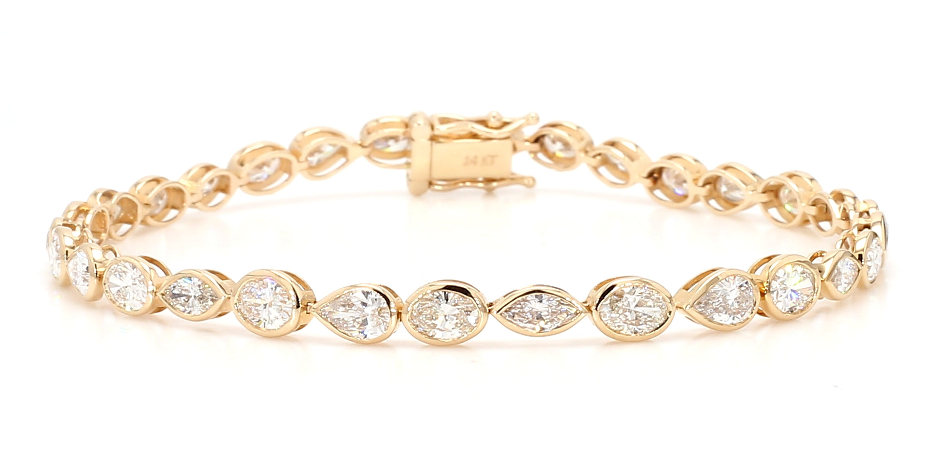 Natural White Oval Diamond 6.19 Carat TW Gold Tennis Bracelet