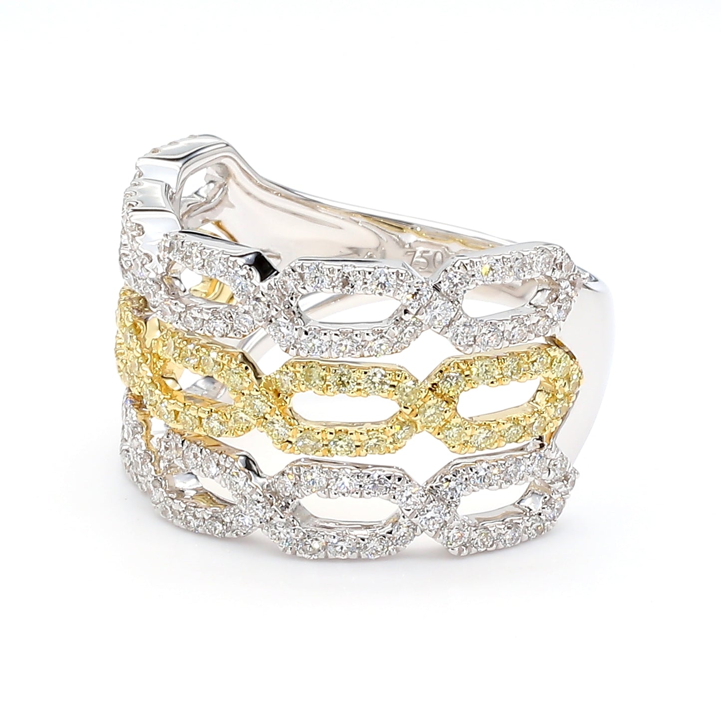 Natural Yellow Round Diamond 1.01 Carat TW Gold Ring