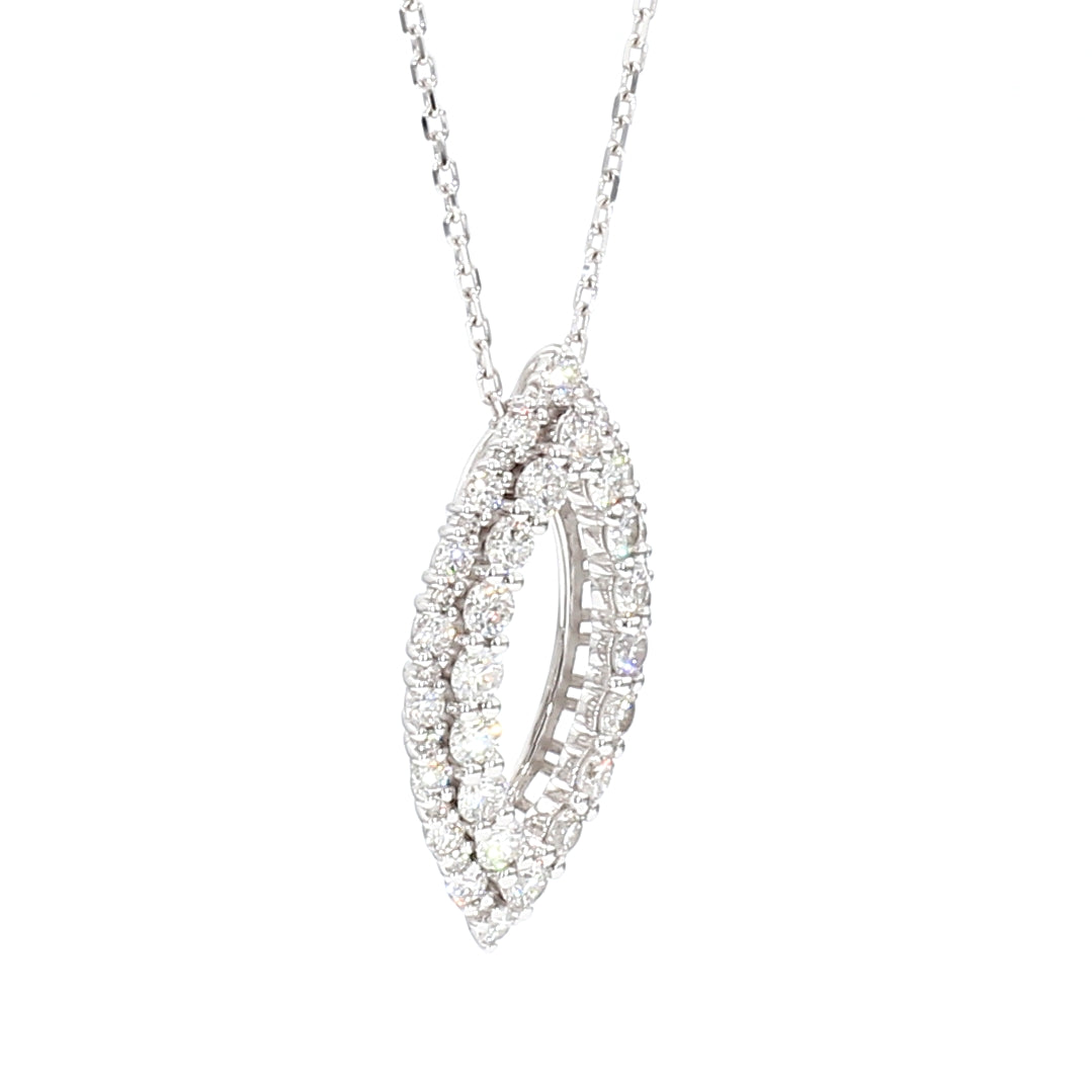 Natural White Round Diamond 0.99 Carat TW Gold Pendant