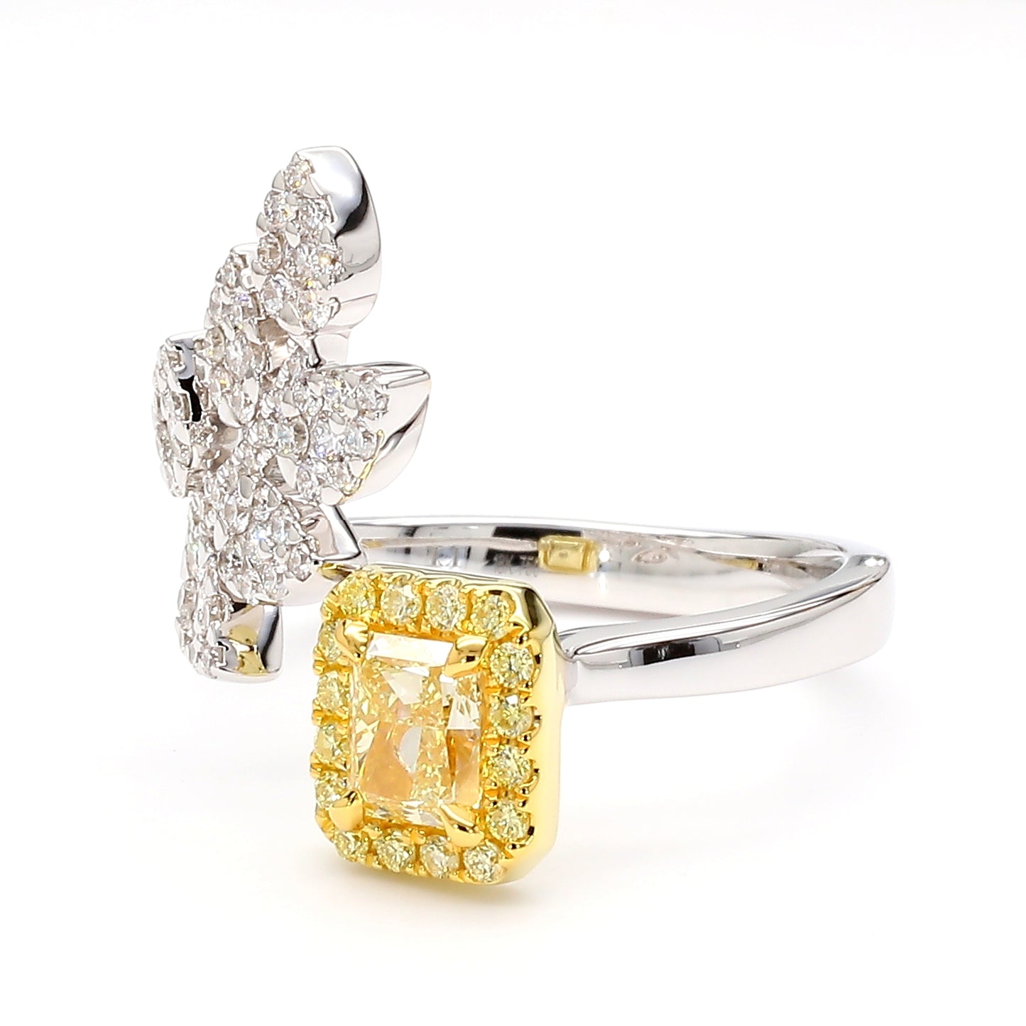 GIA Certified Natural Fancy Light Yellow Radiant Diamond 1.33 Carat TW Gold Ring