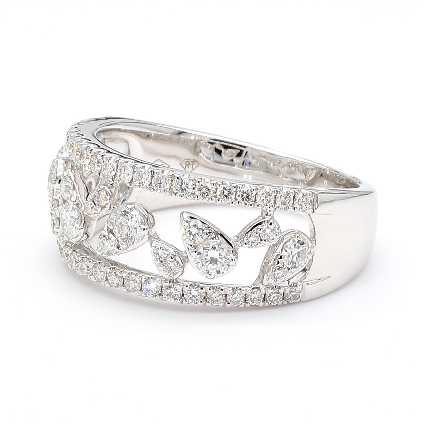 Natural White Round Diamond 0.77 Carat TW Gold Ring