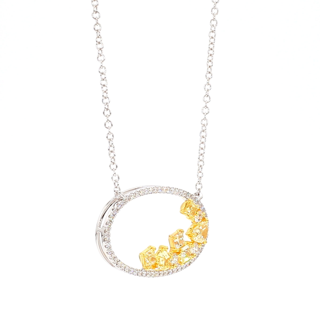 Natural Yellow Radiant Diamond 1.09 Carat TW Gold Necklace