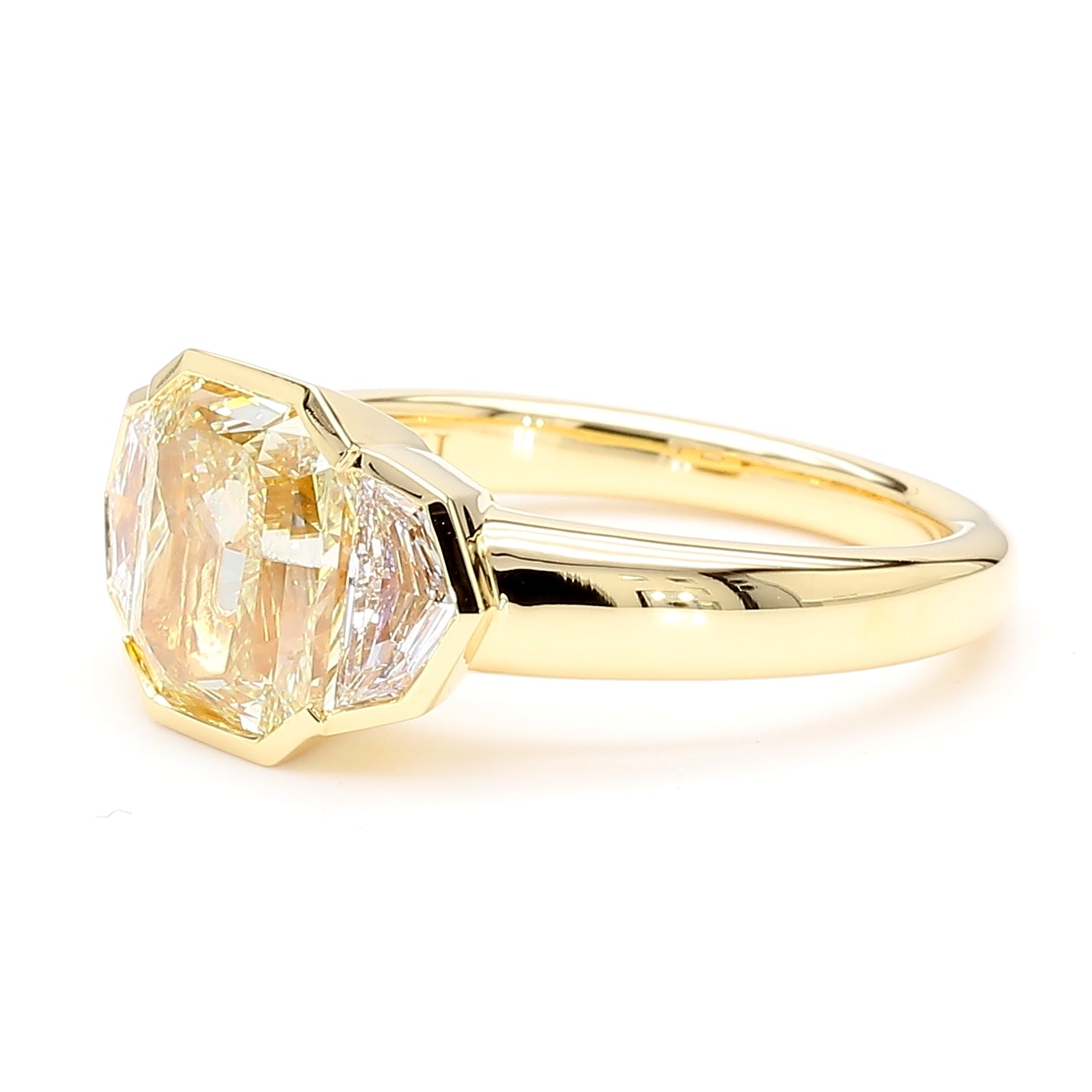 GIA Certified Natural Light Yellow Radiant Diamond 3.53 Carat TW Gold Ring