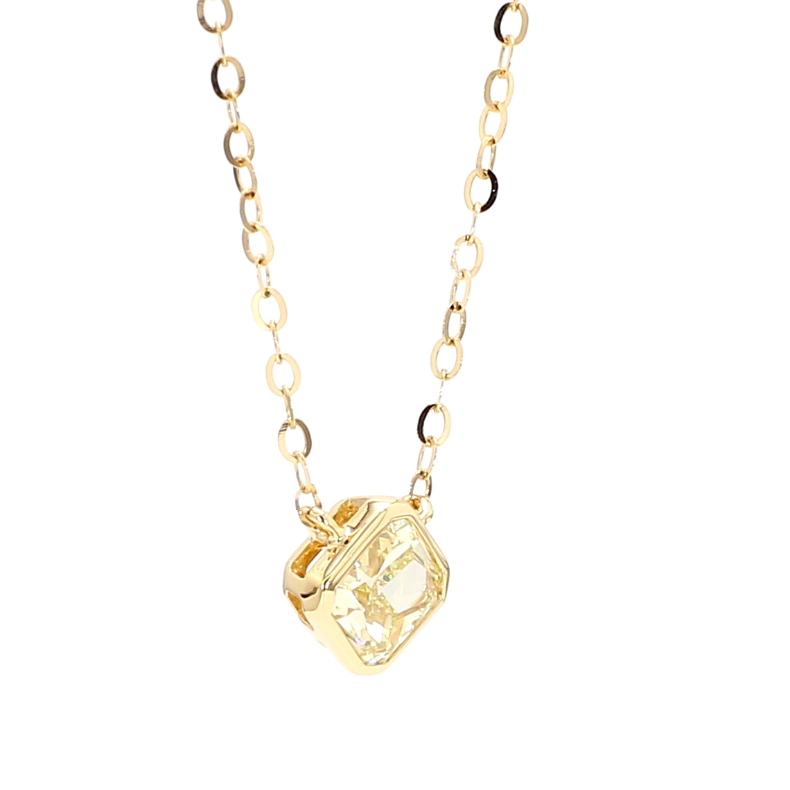 GIA Natural Fancy Light Yellow Radiant Diamond 0.70 Carat TW Gold Necklace