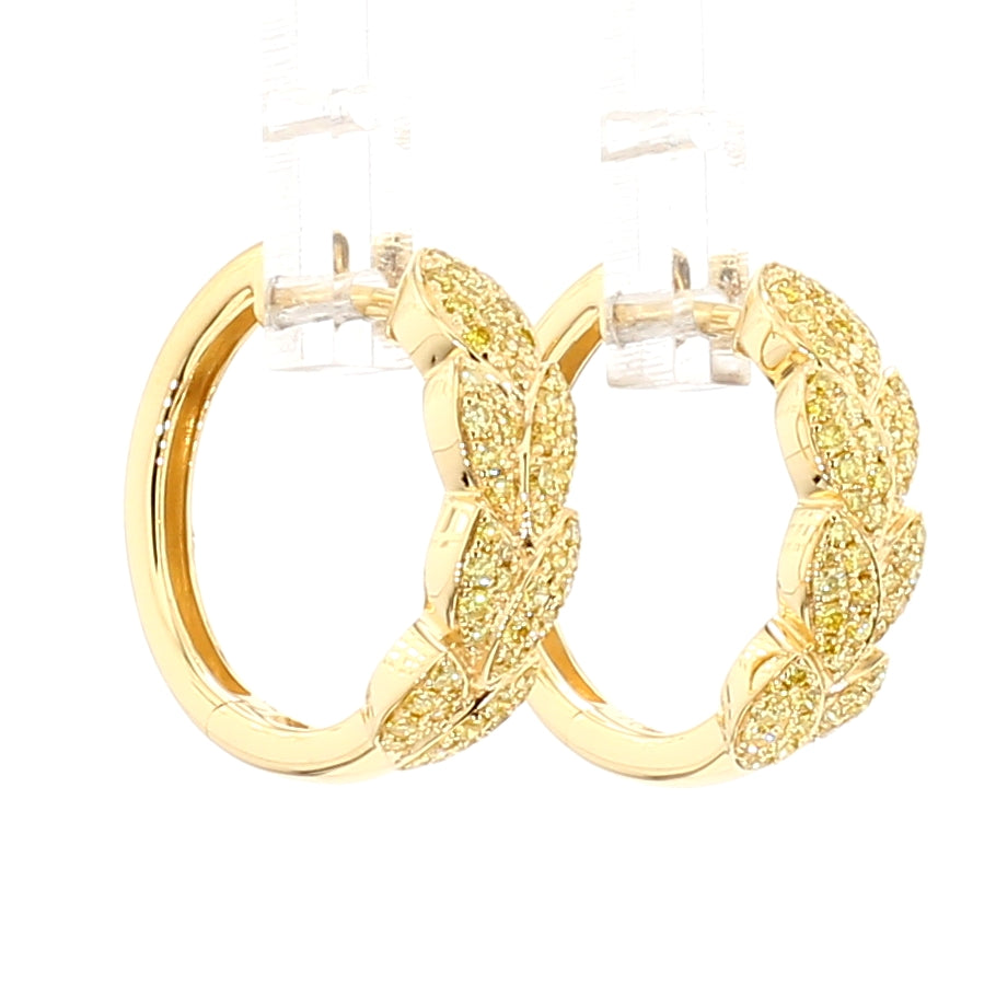 Natural Yellow Round Diamond 0.62 Carat TW Gold Earrings