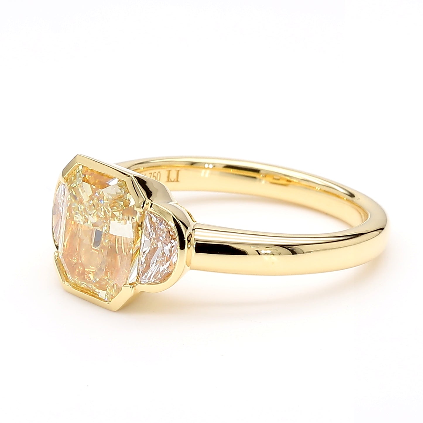 GIA Certified Natural Light Yellow Radiant Diamond 3.41 Carat TW Gold Ring
