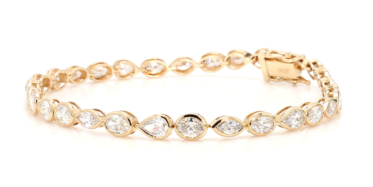 Natural White Oval Diamond 6.19 Carat TW Gold Tennis Bracelet