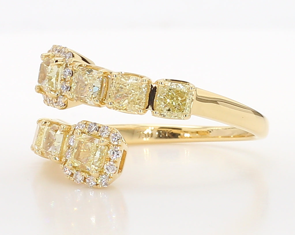 Natural Yellow Cushion Diamond 1.88 Carat TW Gold Ring