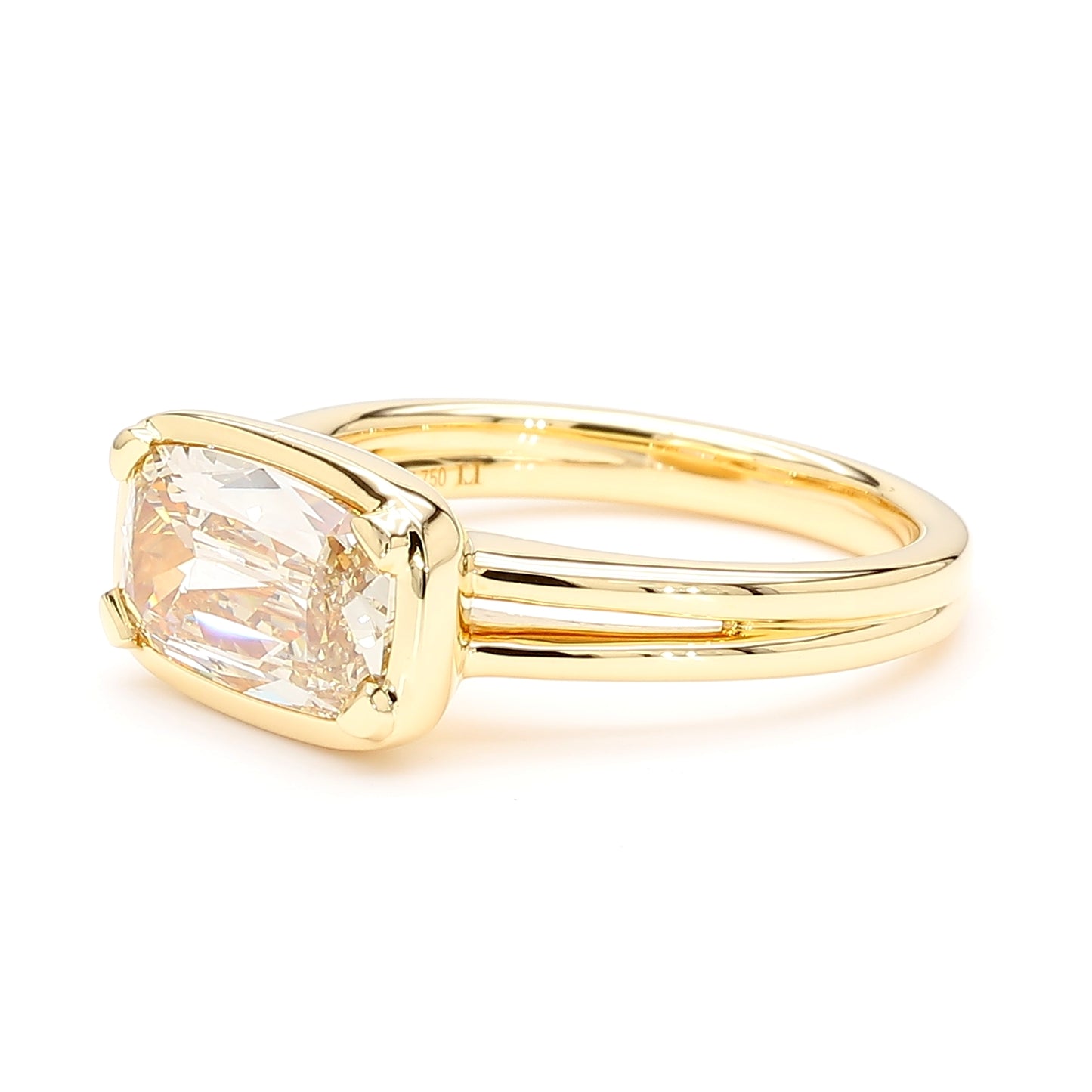 GIA Natural Fancy Light Brown-Yellow Cushion Diamond 1.72 Carat TW Gold Ring