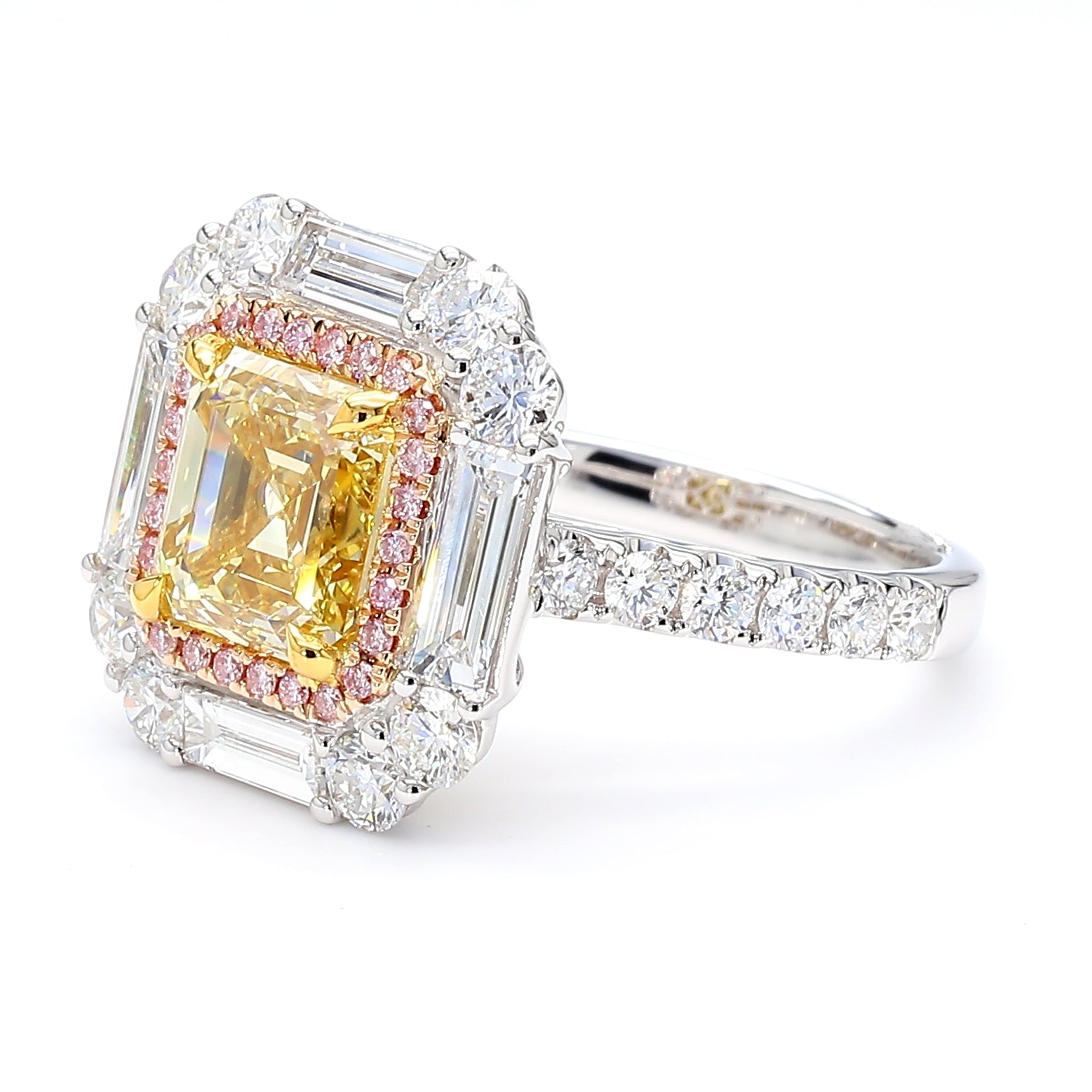 GIA Natural Fancy Brownish Yellow Asscher Diamond 4.48 Carat TW Gold Ring