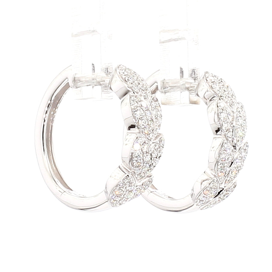 Natural White Round Diamond 0.64 Carat TW Gold Earrings