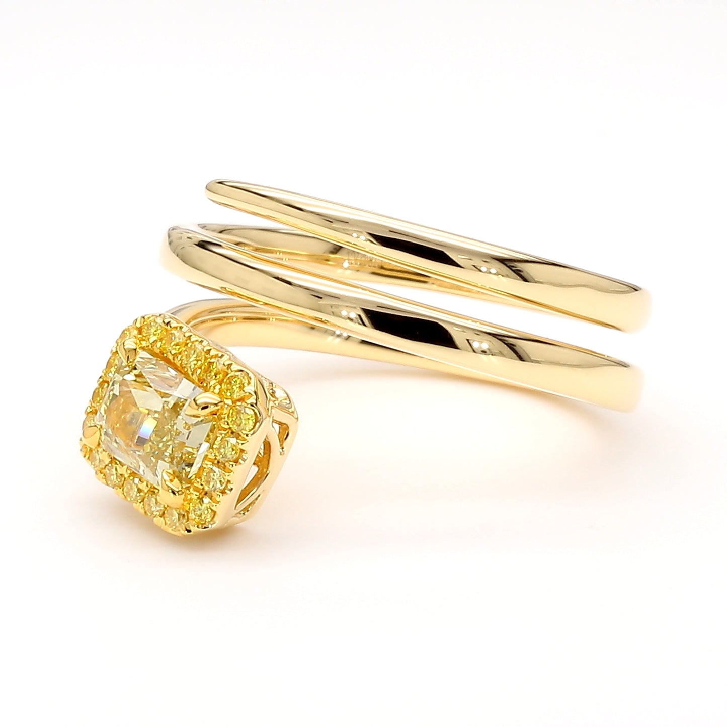 GIA Natural Fancy Brownish Greenish Yellow Radiant Diamond 0.85 Carat Gold Ring