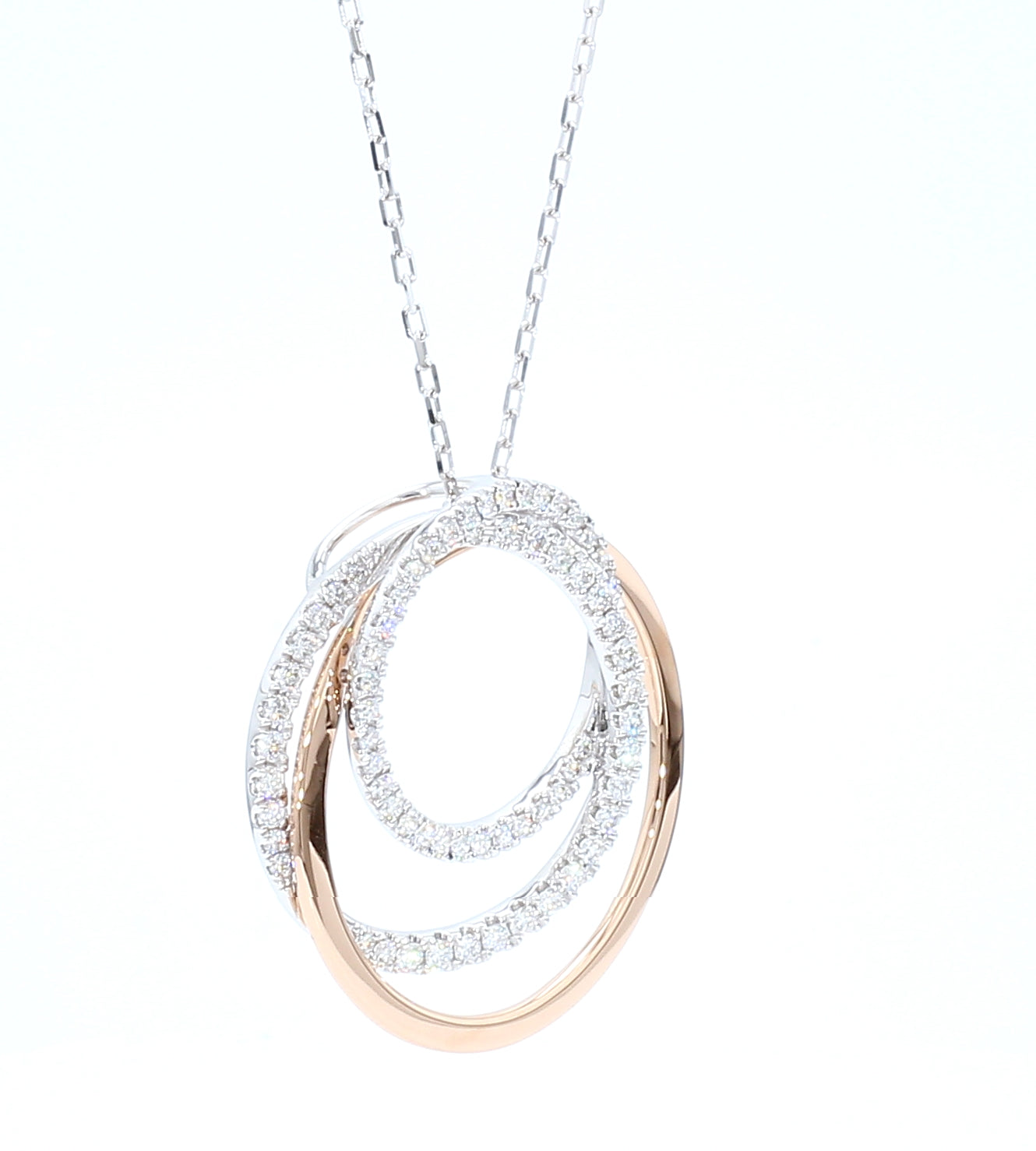 Natural White Round Diamond 1.14 Carat TW Gold Pendant