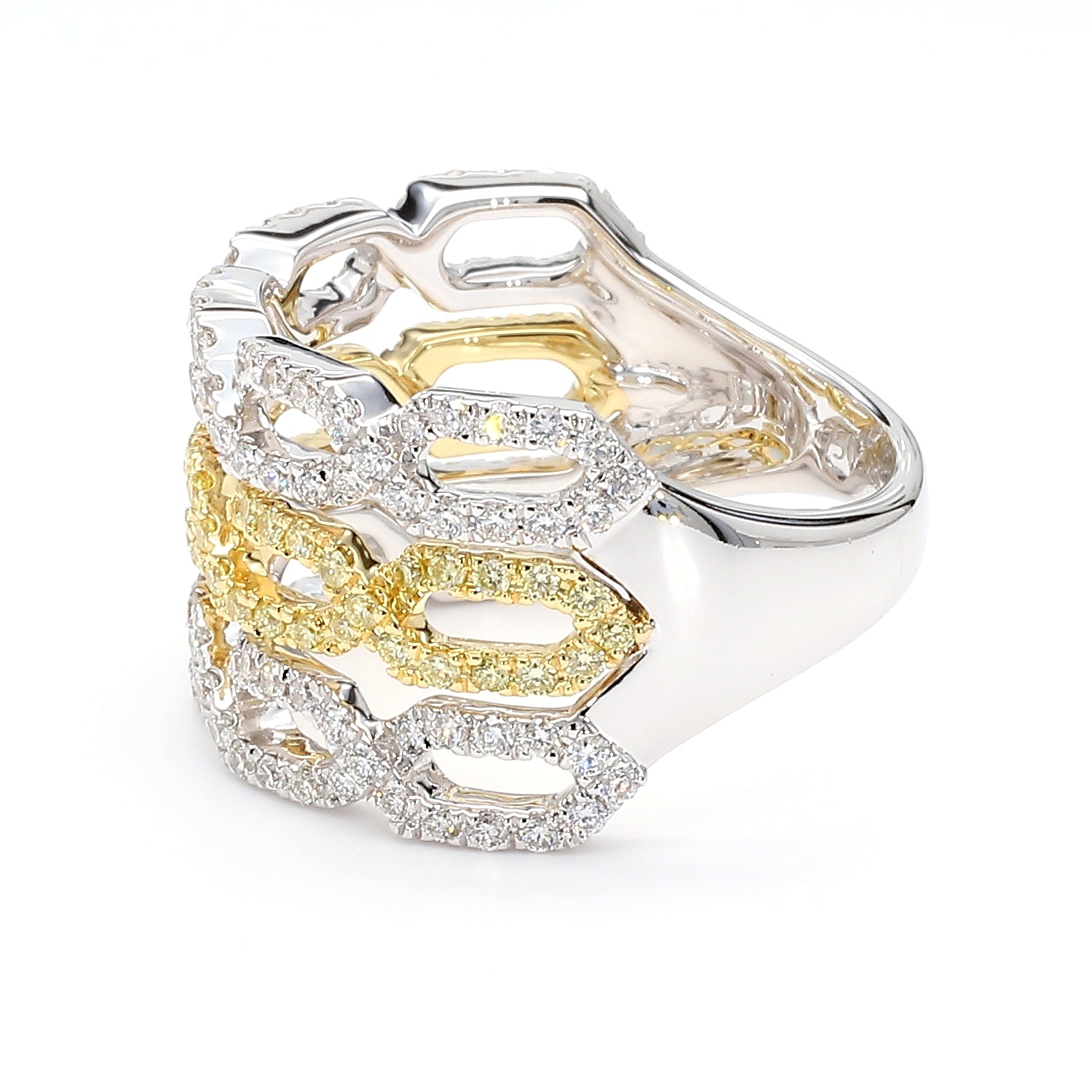 Natural Yellow Round Diamond 1.01 Carat TW Gold Ring