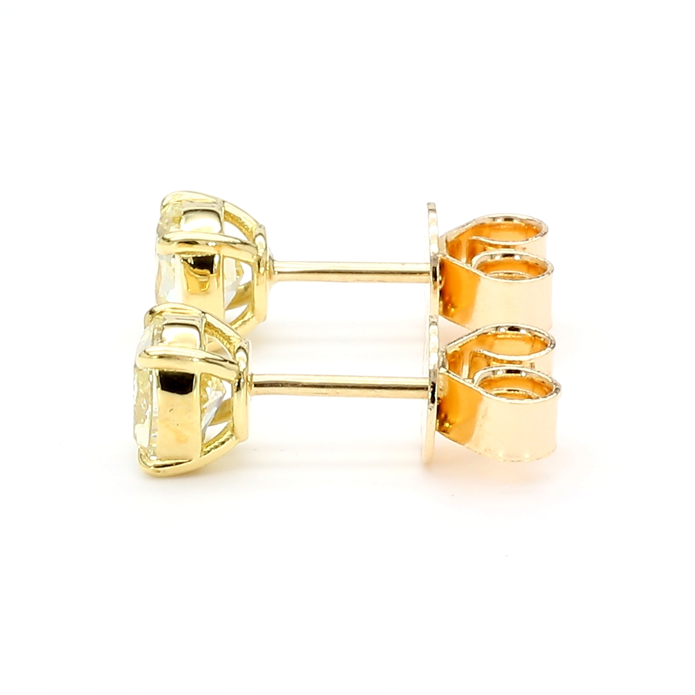 GIA Certified Natural Yellow Cushion Diamond 1.54 Carat TW Gold Earrings