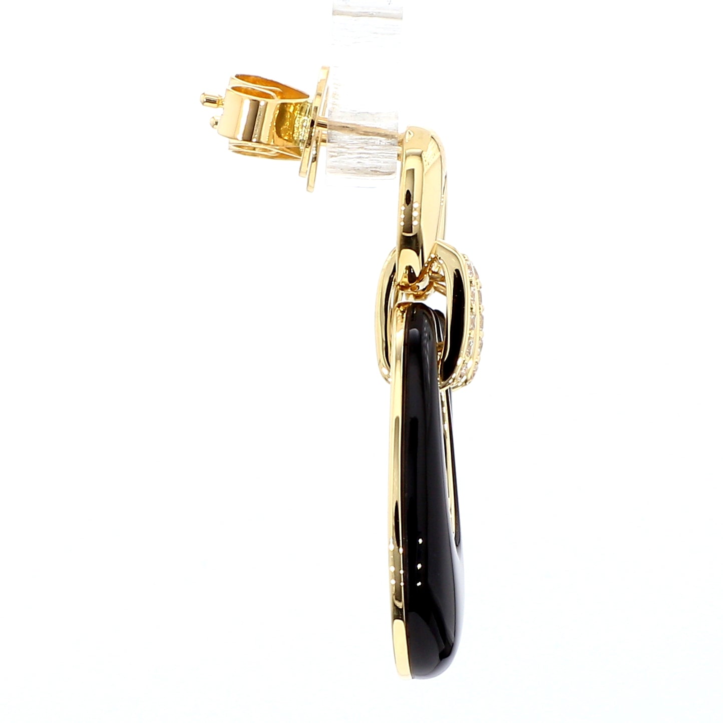 Natural Black Onyx and Diamond 5.94 Carat TW Gold Earrings