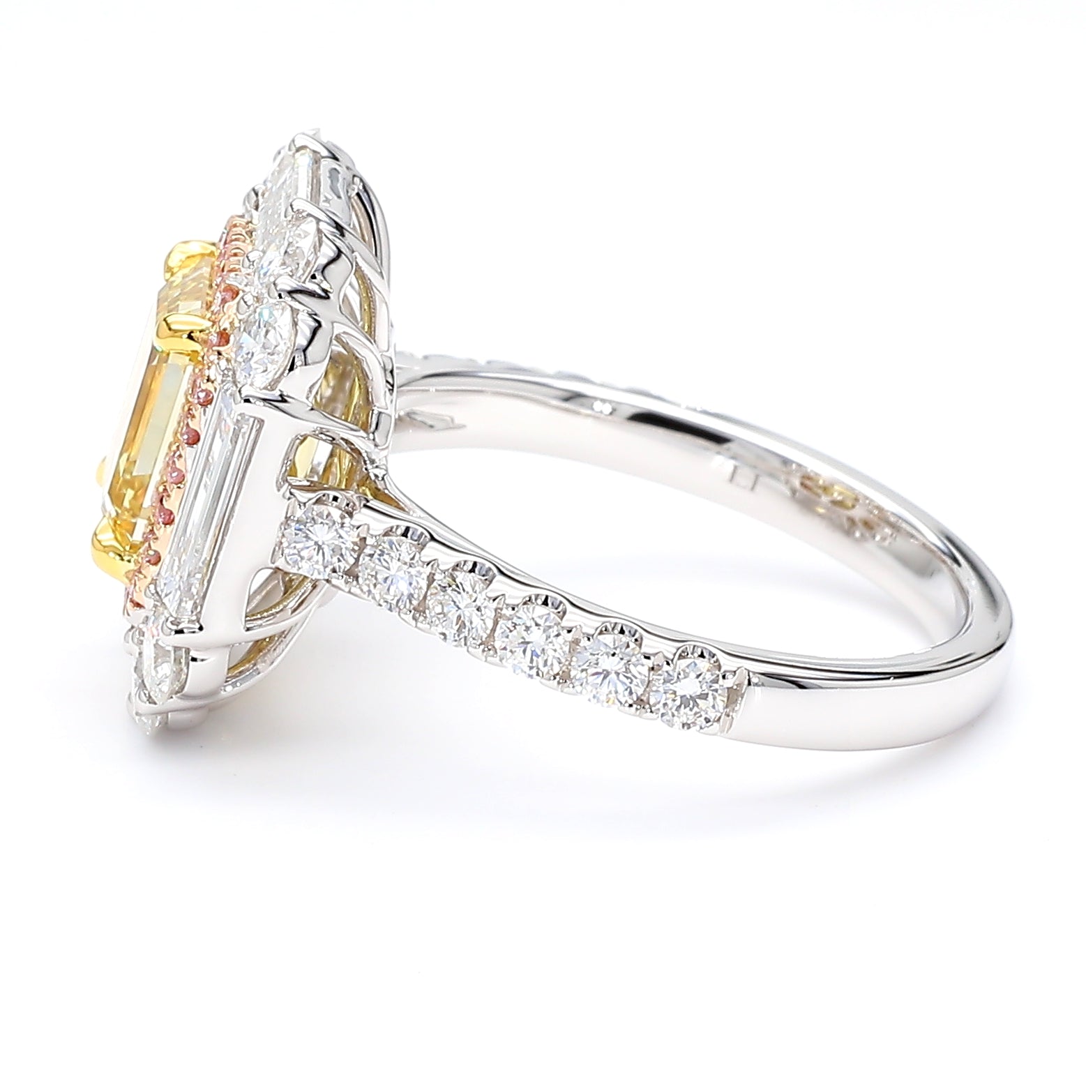 GIA Natural Fancy Brownish Yellow Asscher Diamond 4.48 Carat TW Gold Ring
