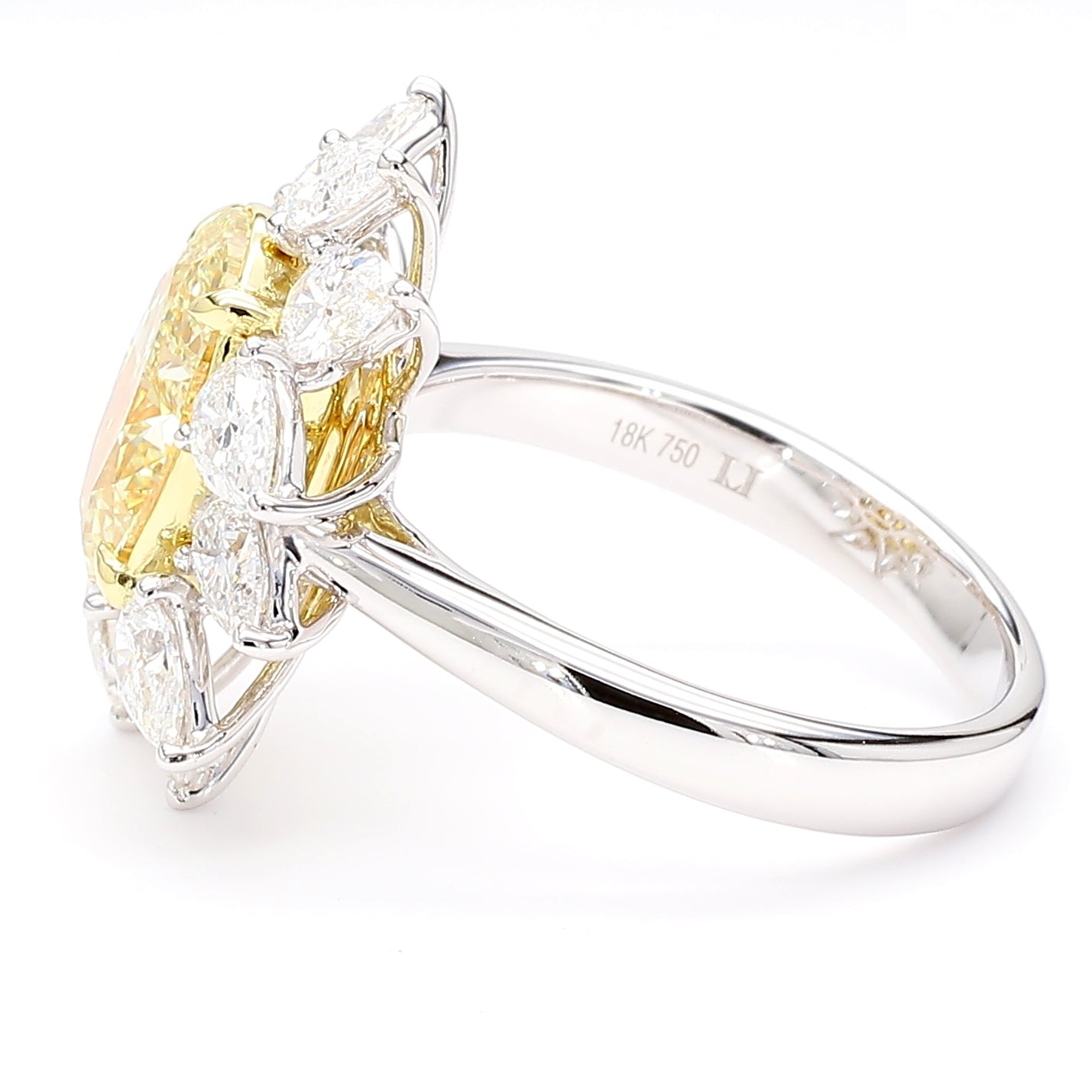 GIA Certified Natural Light Yellow Oval Diamond 4.72 Carat TW Gold Ring