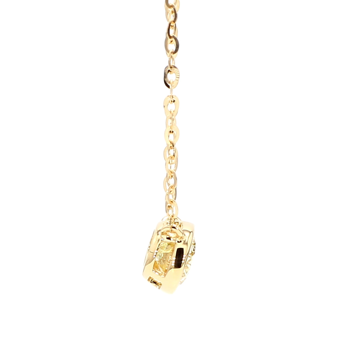 GIA Certified Natural Fancy Yellow Oval Diamond 0.74 Carat TW Gold Necklace
