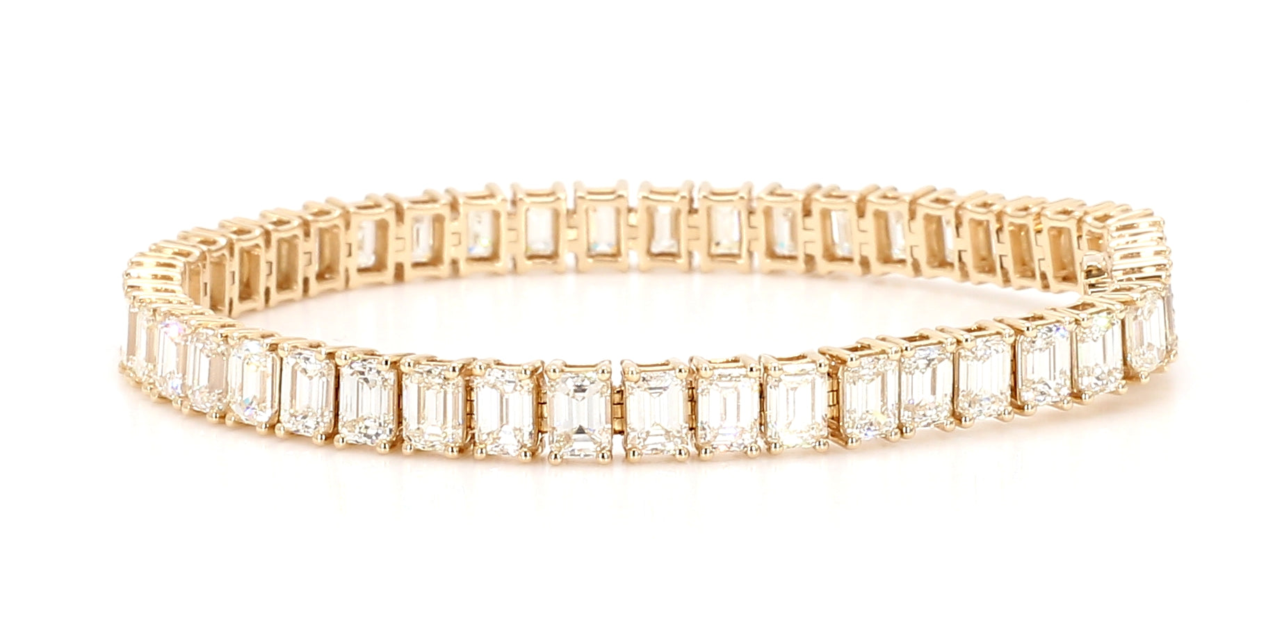 Natural White Emerald Diamond 11.10 Carat TW Gold Bracelet