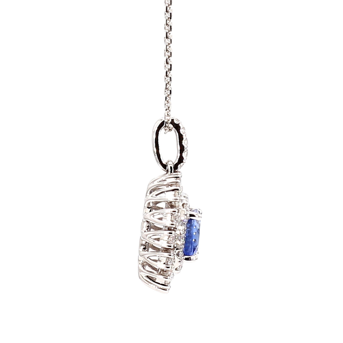 Natural Blue Cushion Sapphire and Diamond 2.33 Carat TW Gold Pendant