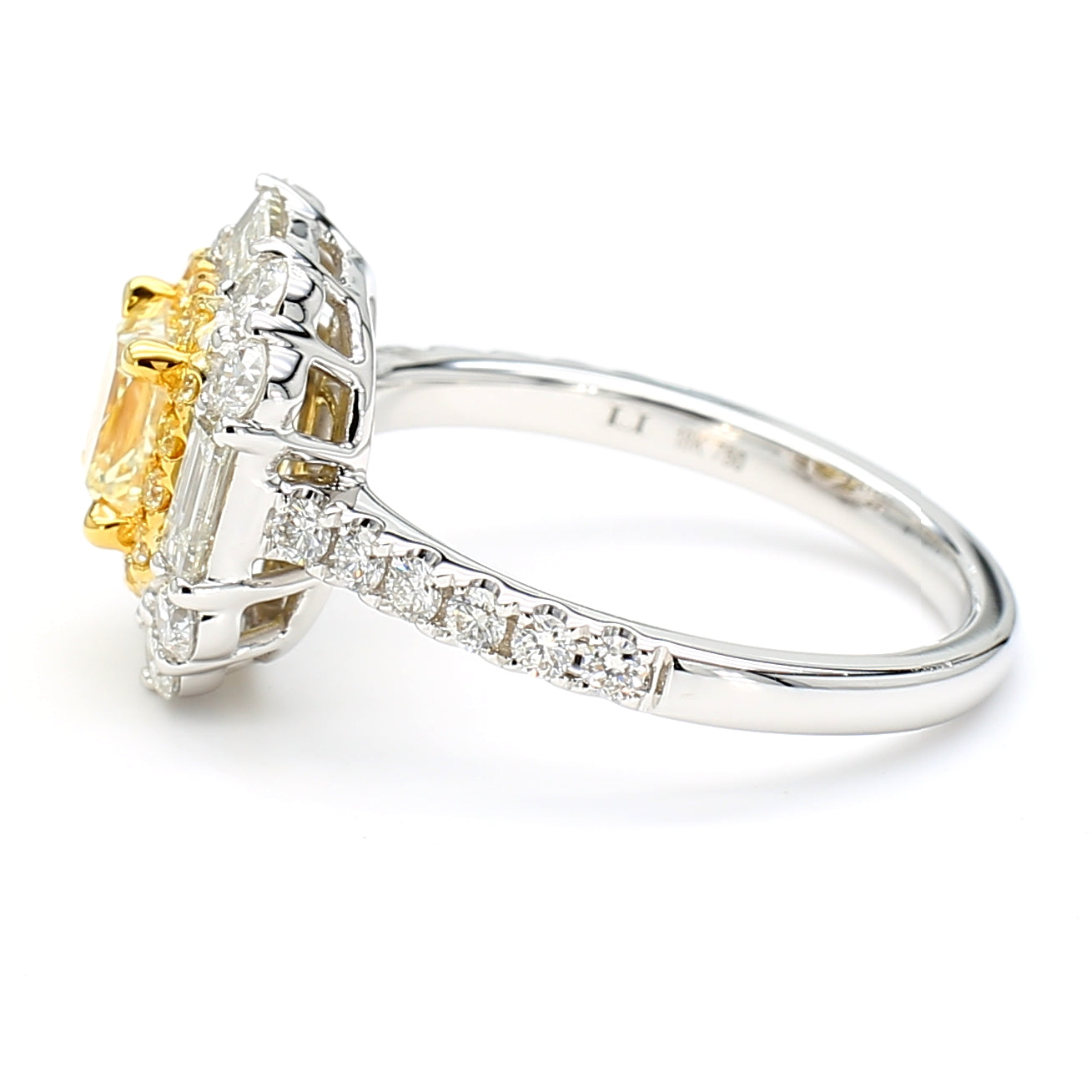 GIA Certified Natural Light Yellow Radiant Diamond 2.25 Carat TW Gold Ring