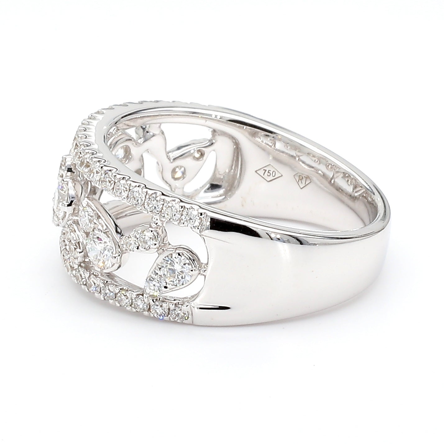 Natural White Round Diamond 0.77 Carat TW Gold Ring
