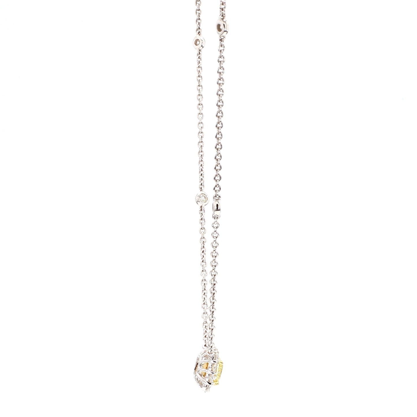 Natural Yellow Cushion Diamond 1.08 Carat TW Gold Necklace