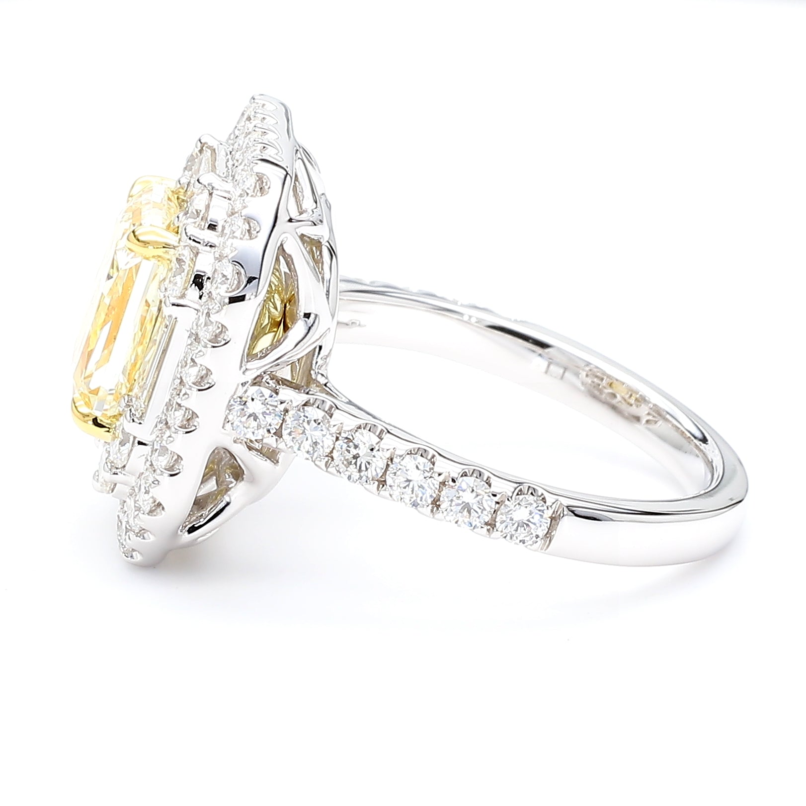 GIA Certified Natural Light Yellow Radiant Diamond 4.80 Carat TW Gold Ring