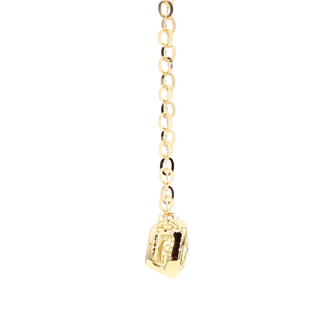 Natural Yellow Cushion Diamond 0.60 Carat TW Gold Necklace