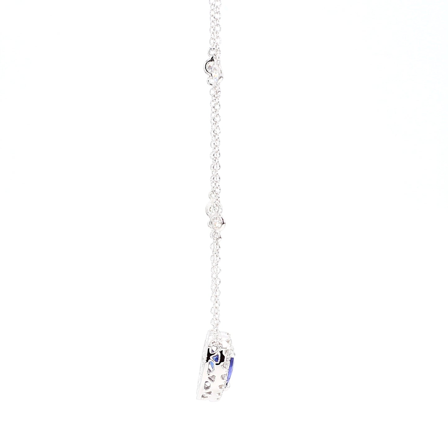 GIA Natural Blue Heart Sapphire and Diamond 2.14 Carat TW Gold Necklace