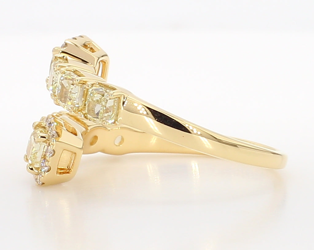 Natural Yellow Cushion Diamond 1.88 Carat TW Gold Ring
