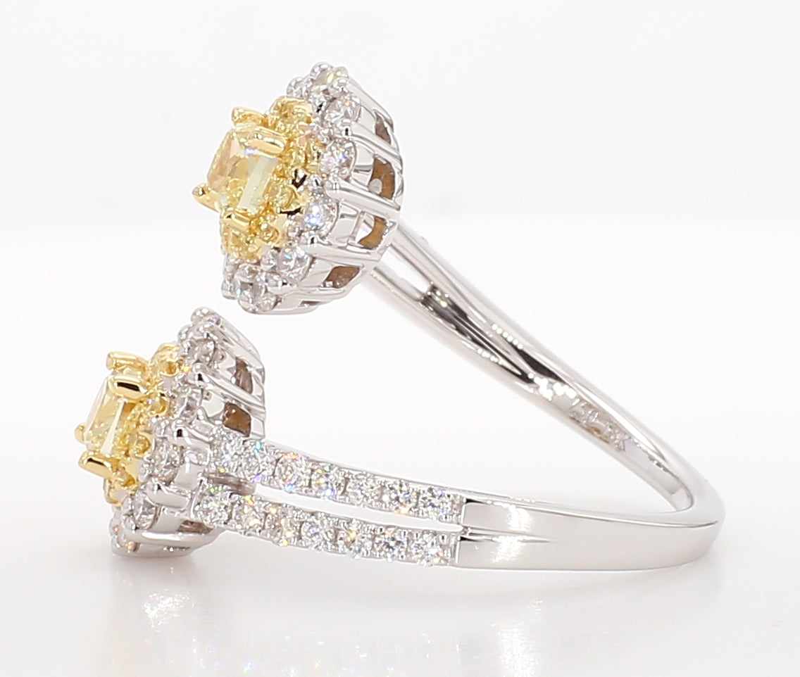 Natural Yellow Cushion Diamond 1.74 Carat TW Gold Ring