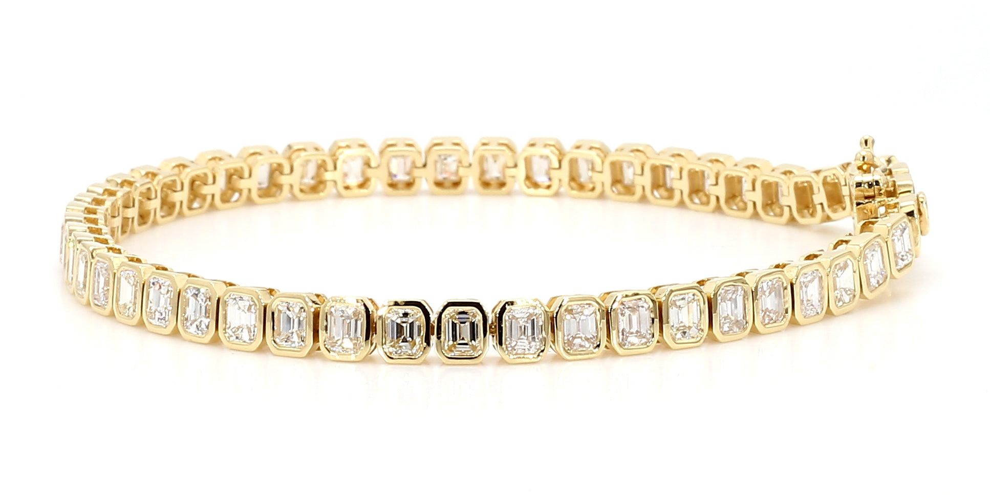Natural White Emerald Diamond 6.38 Carat TW Gold Tennis Bracelet