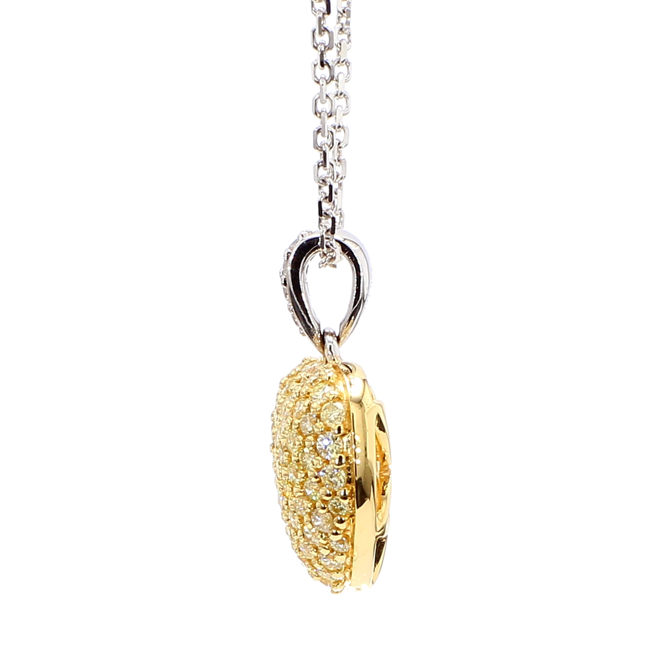 Natural Yellow Round Diamond 0.51 Carat TW Gold Pendant