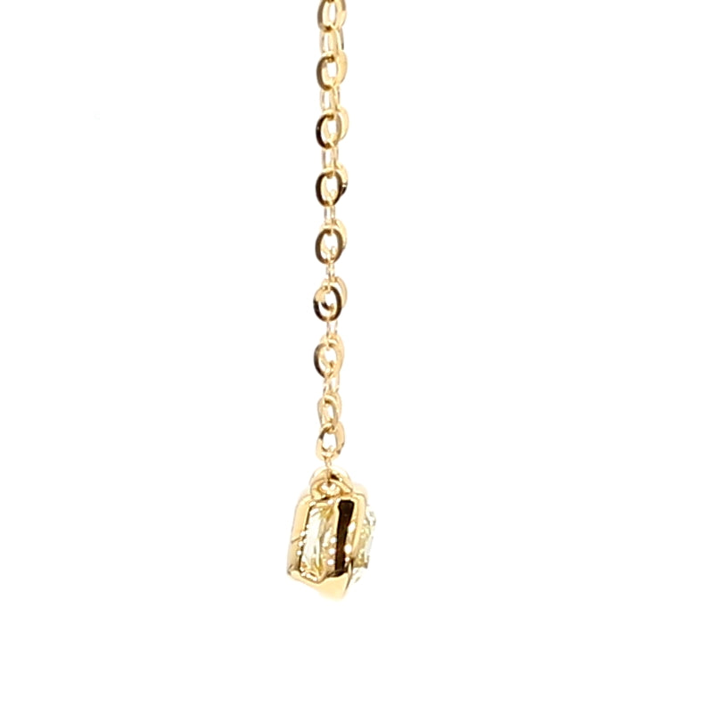 Natural Yellow Cushion Diamond 0.55 Carat TW Gold Necklace
