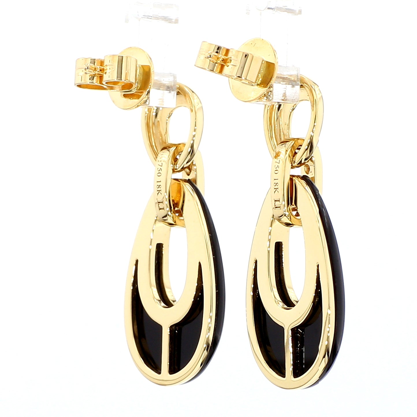 Natural Black Onyx and Diamond 5.94 Carat TW Gold Earrings