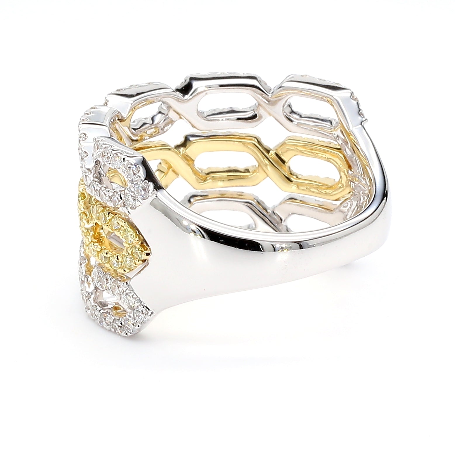 Natural Yellow Round Diamond 1.01 Carat TW Gold Ring
