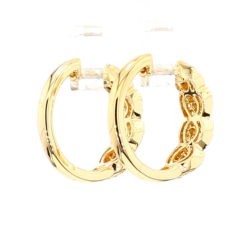 Natural Yellow Round Diamond 0.62 Carat TW Gold Earrings