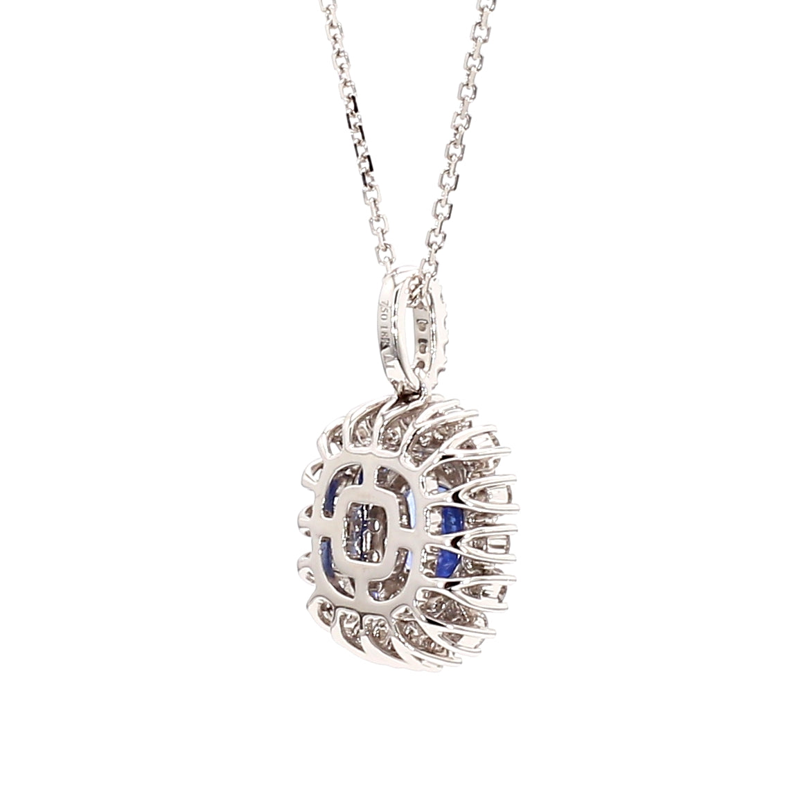 Natural Blue Cushion Sapphire and Diamond 2.33 Carat TW Gold Pendant