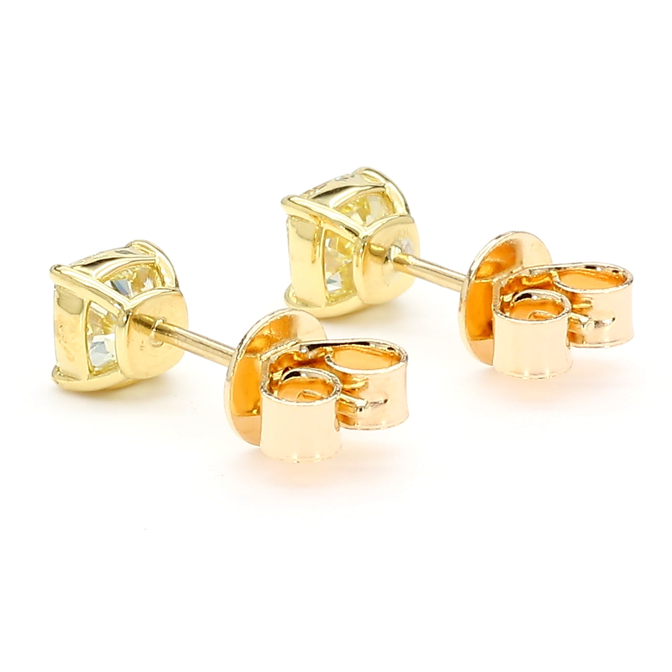 GIA Certified Natural Yellow Cushion Diamond 1.54 Carat TW Gold Earrings