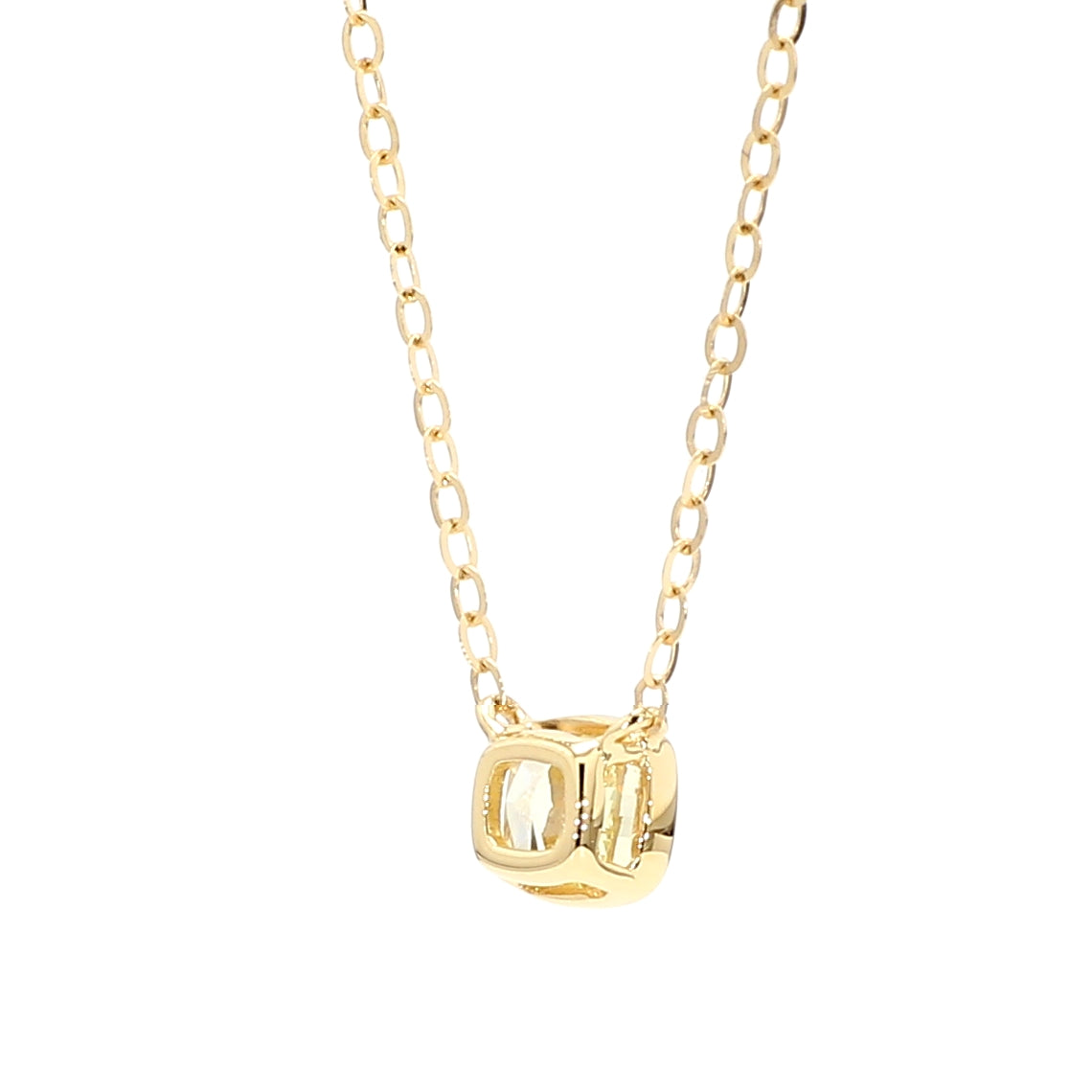 Natural Yellow Cushion Diamond 0.60 Carat TW Gold Necklace