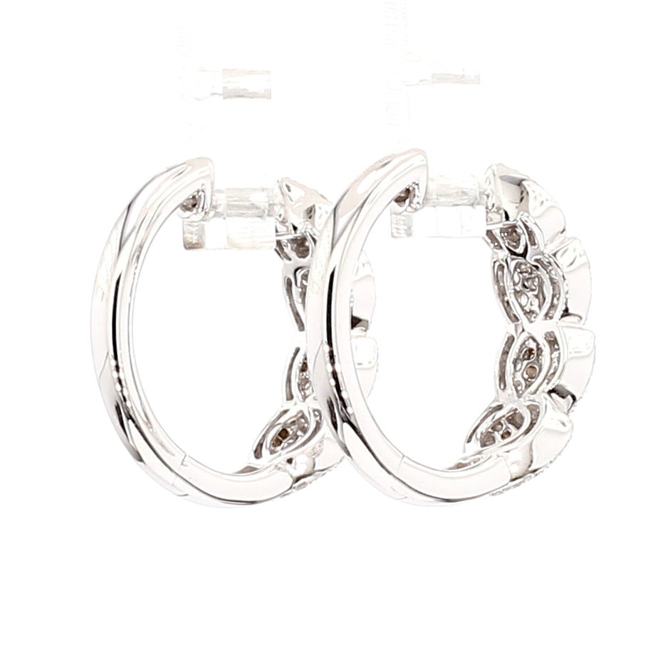 Natural White Round Diamond 0.64 Carat TW Gold Earrings