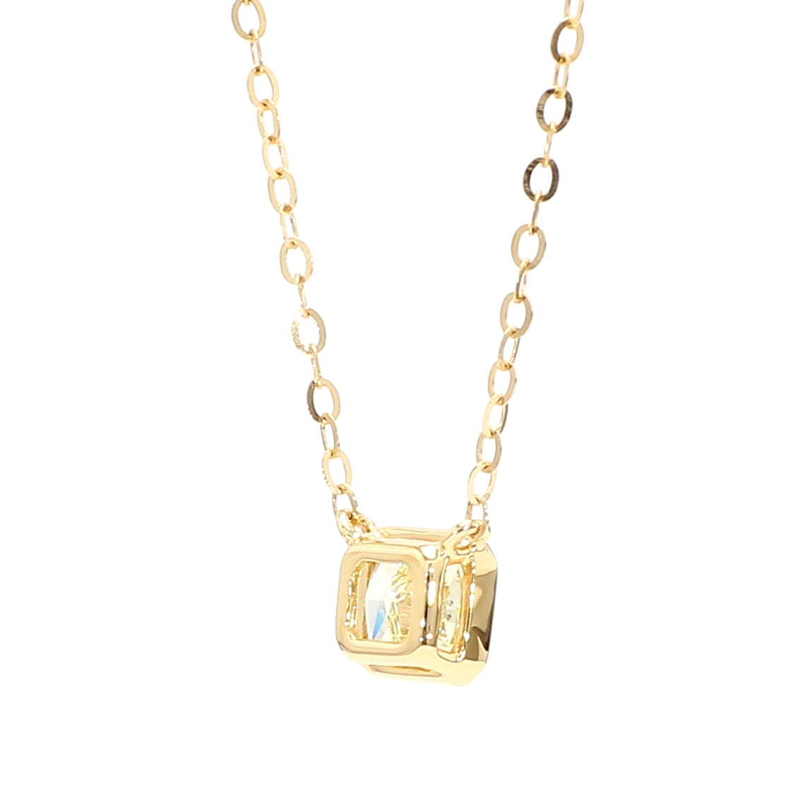 GIA Natural Fancy Light Yellow Radiant Diamond 0.71 Carat TW Gold Necklace