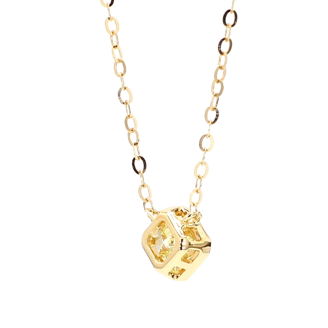 GIA Natural Fancy Light Yellow Radiant Diamond 0.70 Carat TW Gold Necklace