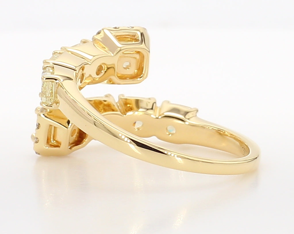 Natural Yellow Cushion Diamond 1.88 Carat TW Gold Ring