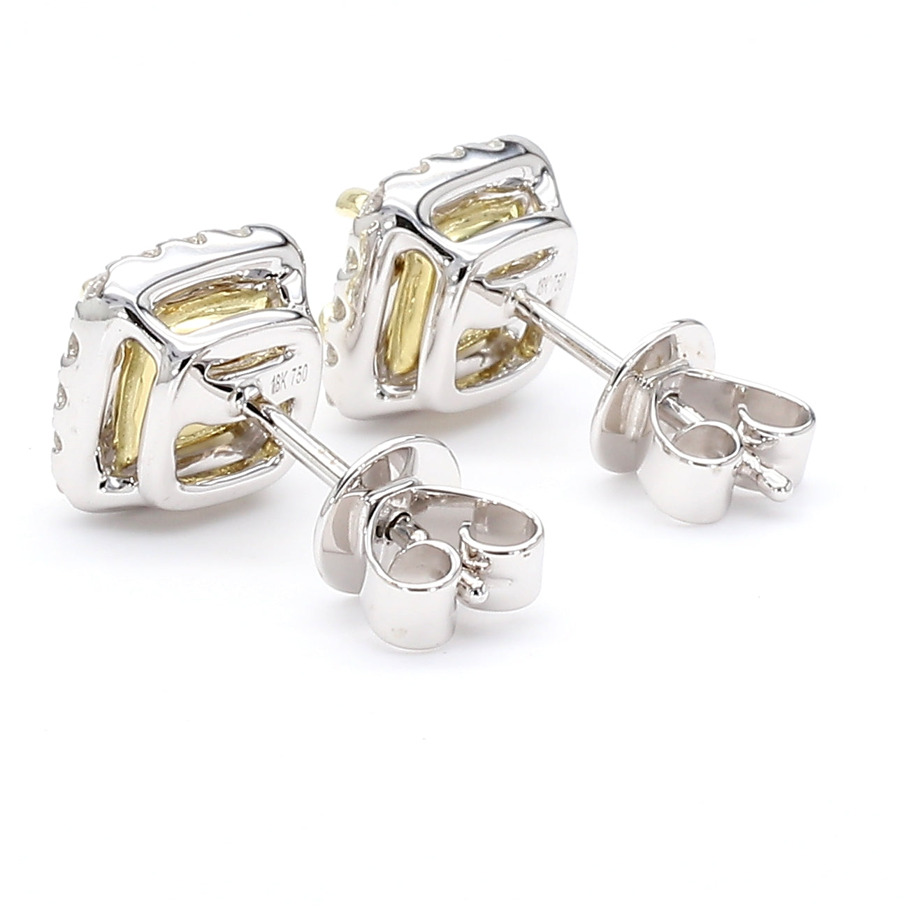 GIA Certified Natural Light Yellow Radiant Diamond 1.79 Carat TW Gold Earrings