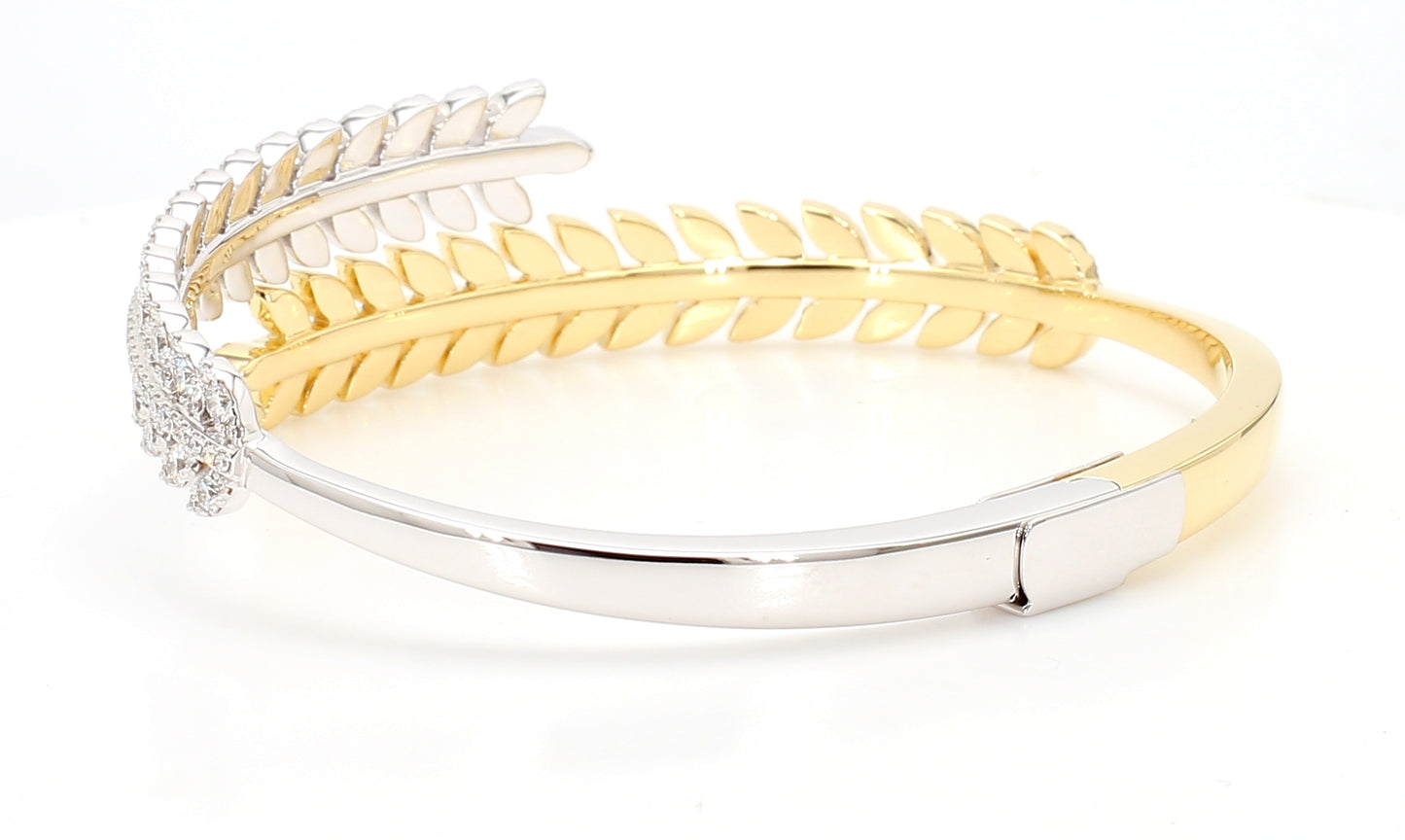 Natural Yellow Round Diamond 3.29 Carat TW Gold Cuff Bracelet