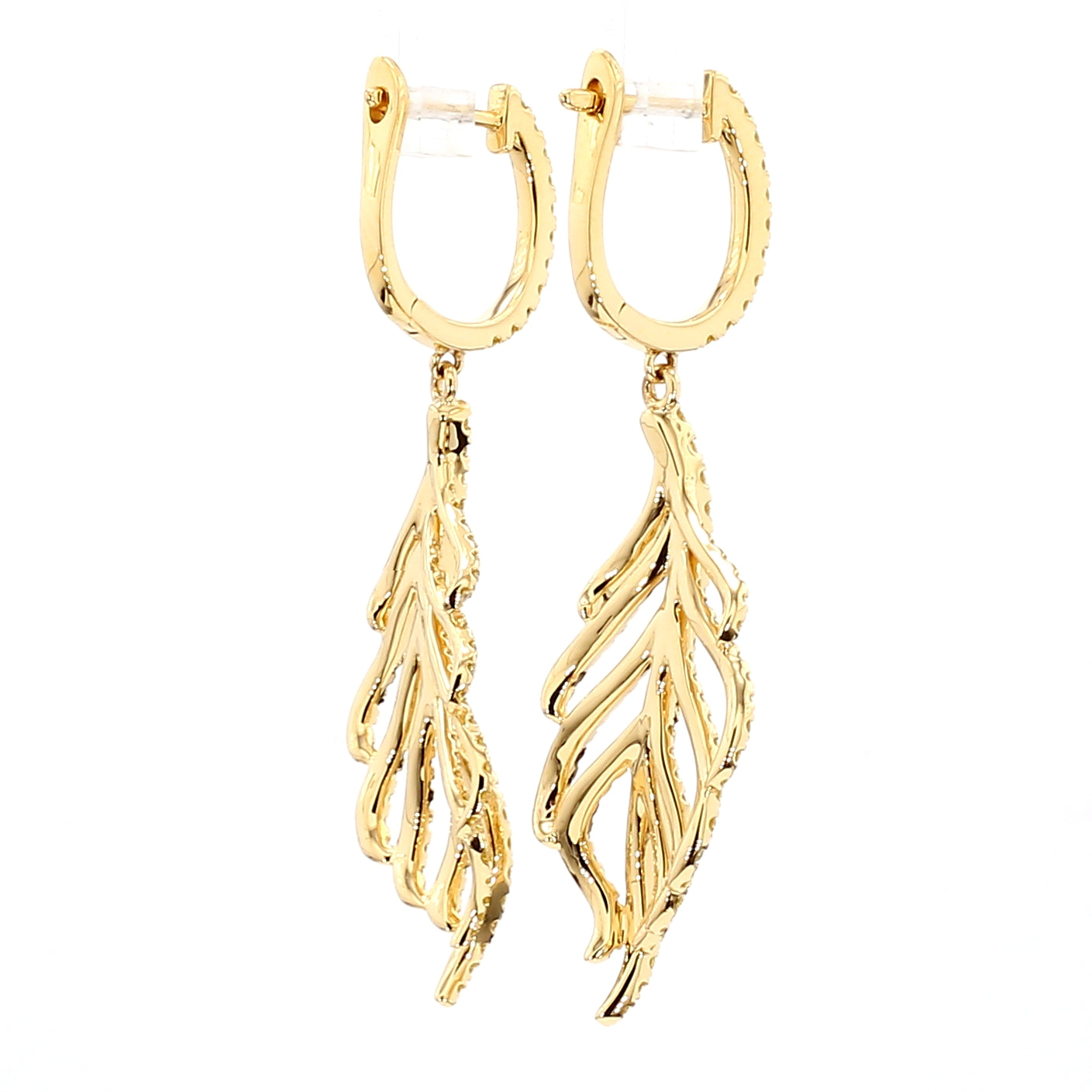 Natural Yellow Round Diamond 1.29 Carat TW Gold Earrings