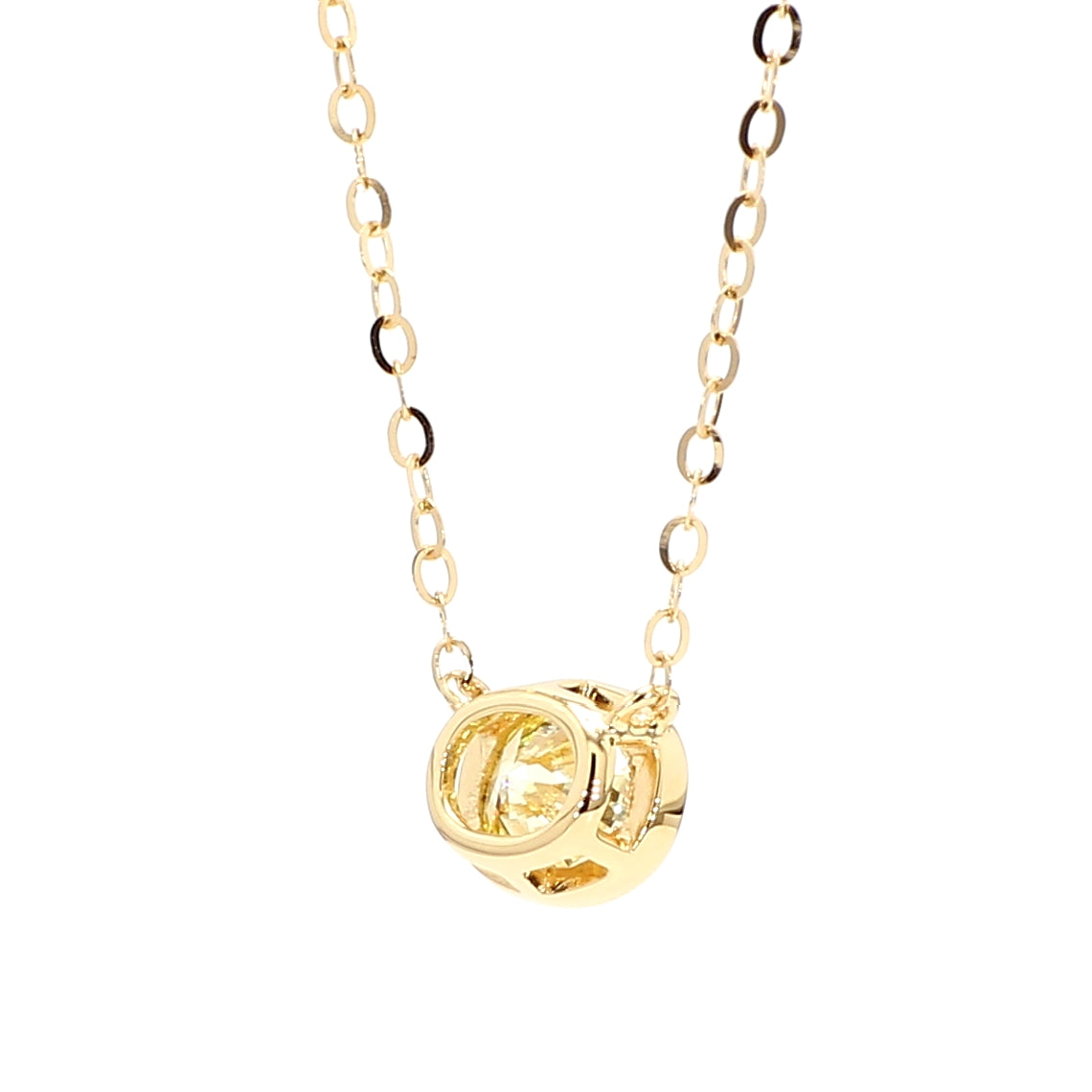 GIA Certified Natural Fancy Yellow Oval Diamond 0.74 Carat TW Gold Necklace